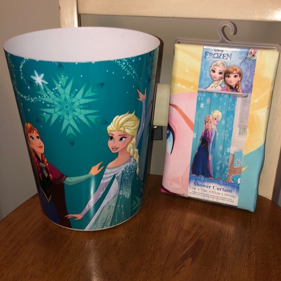 Disney Bath New Frozen Shower Curtain Wastecan Poshmark